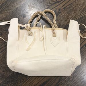 Chic Cream Tote with Braided Handles